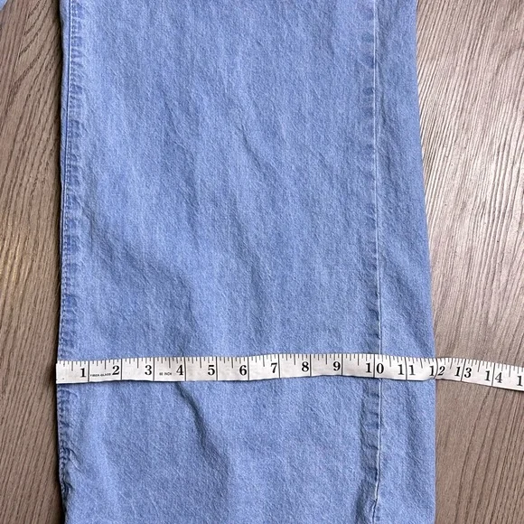 Women’s High Waist Wide Leg Light Blue Jeans 100% Cotton Size Medium - Picture 11 of 13